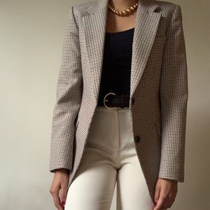 Theory Fremont Super Cinch Long-Line Blazer Plaid